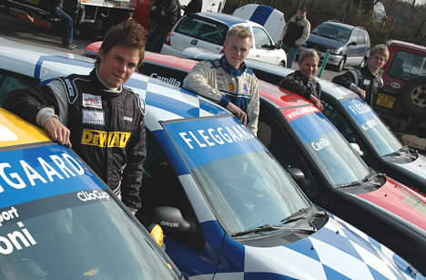 Fire af de unge navne i Fleggaard Renault Clio Cup (f.v.) Rune Simoni, Tom Pedersen, Camilla Stephansen og Kasper Jensen. (Foto: Torsten Palrum)